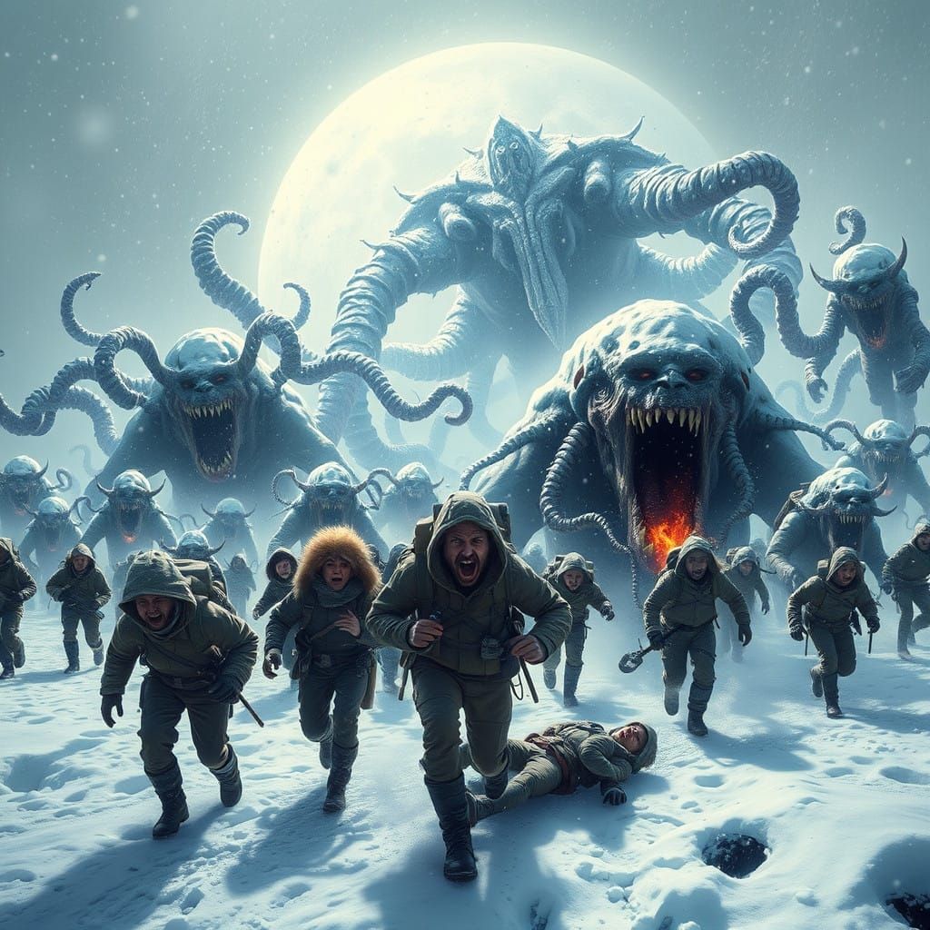 Surreal Storm of Terror: Eldritch Horrors Pursue Fleeing Exp...