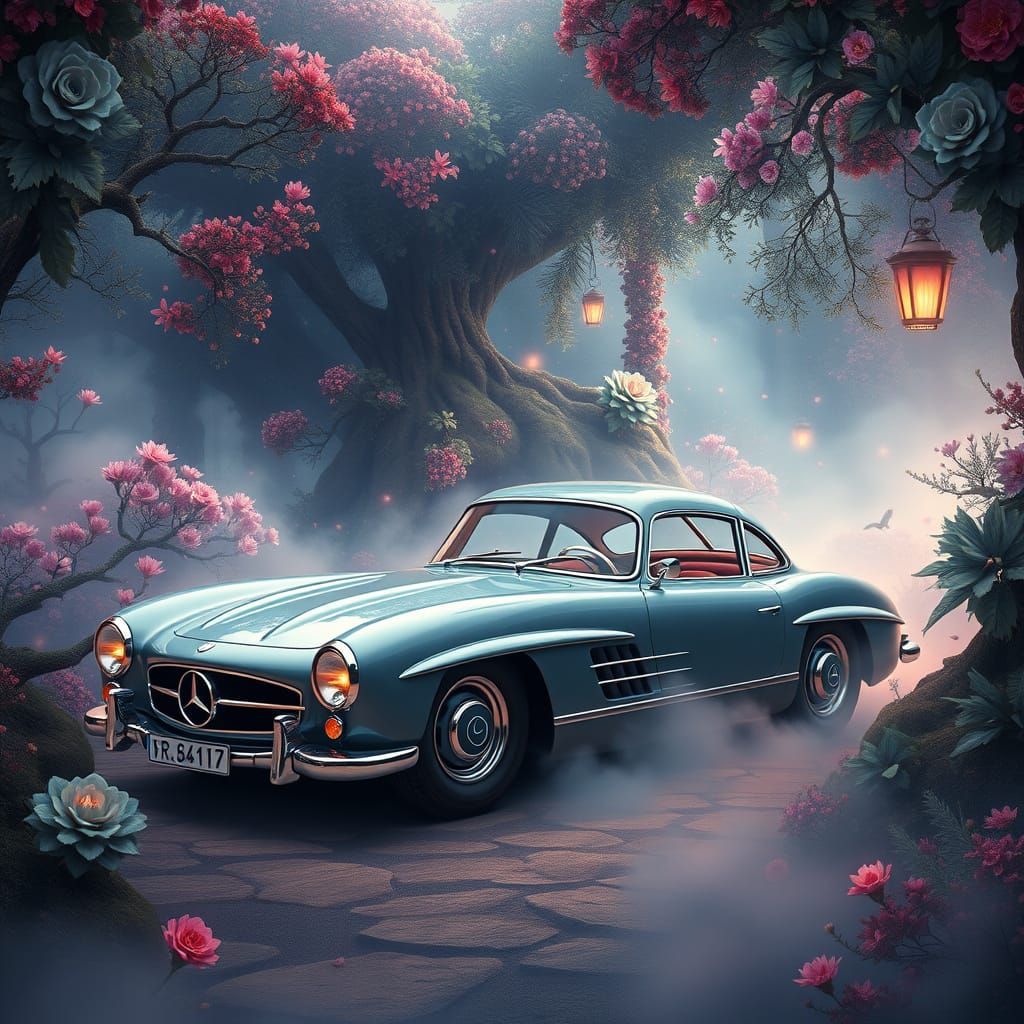 Dreamlike Mercedes-Benz 300 SL Coupe in Art Nouveau Fantasy ...