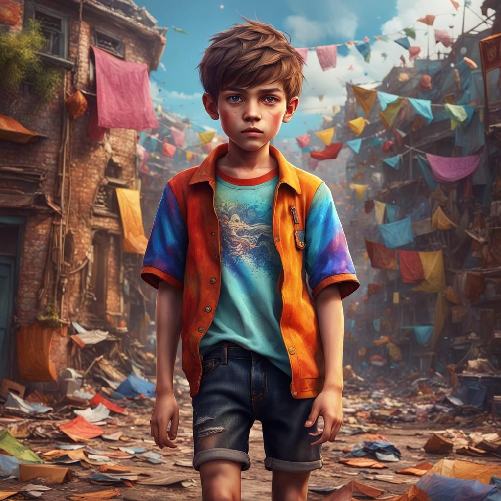 Sassy Tween Boy in Colorful Fantasy Art