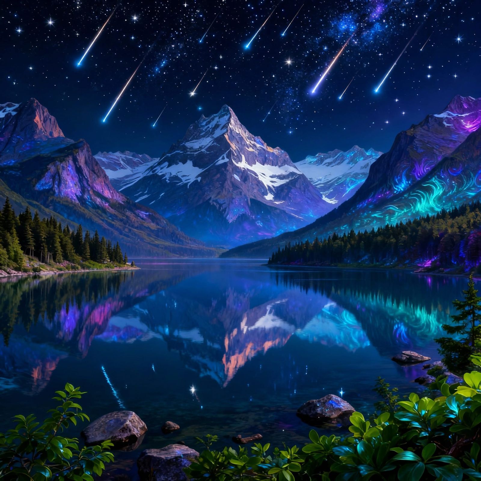 Stunning Starry Night Sky with Falling Stars