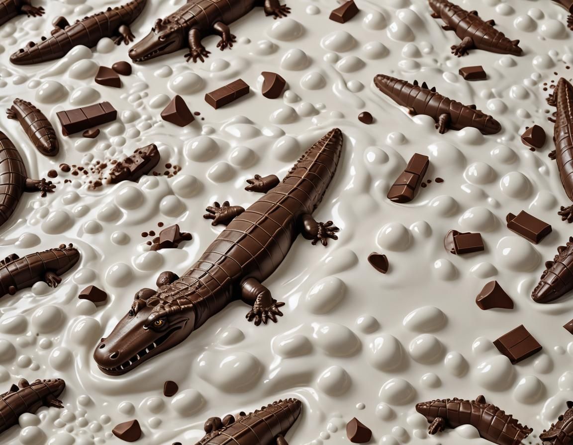 Chocolate Crocodile Drowning in Milk Sea