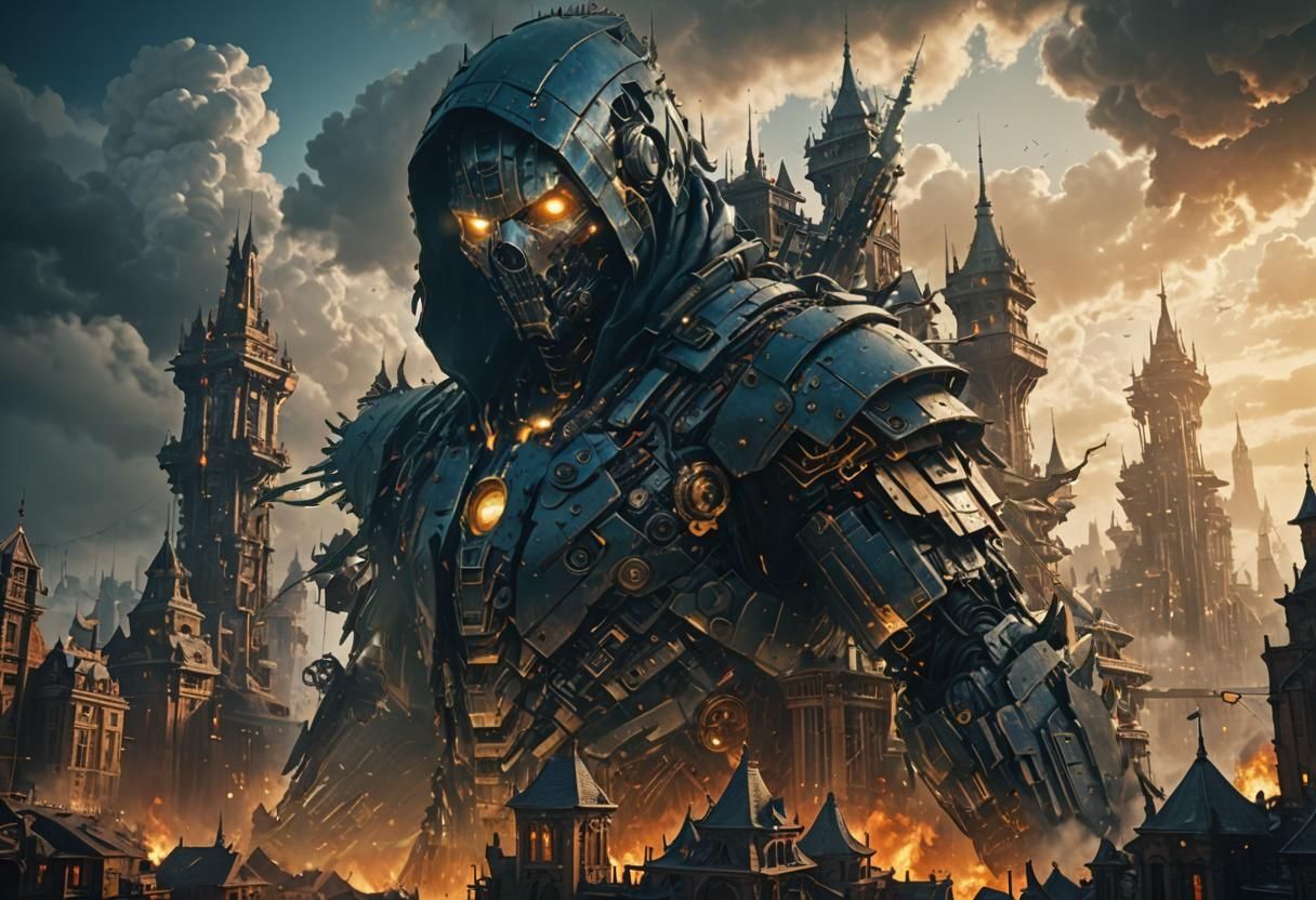 Fantastic Man Made of Machines and Buildings