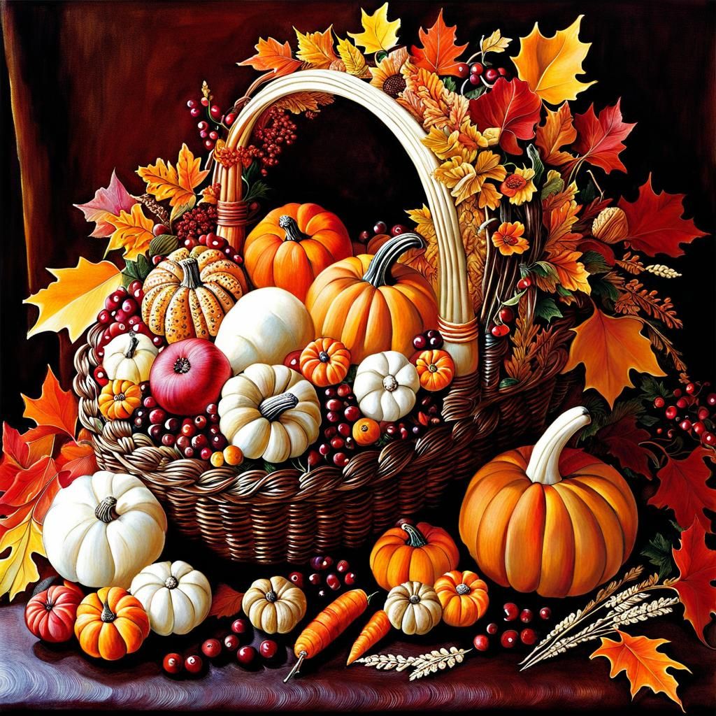 Autumn Harvest Cornucopia of Seasonal Bounty