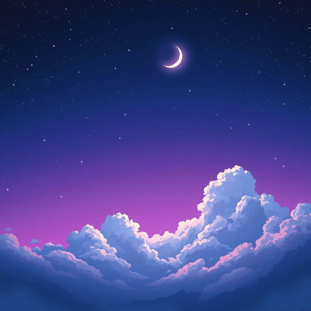 Dreamy Anime-Inspired Midnight Sky Aesthetic Wallpaper