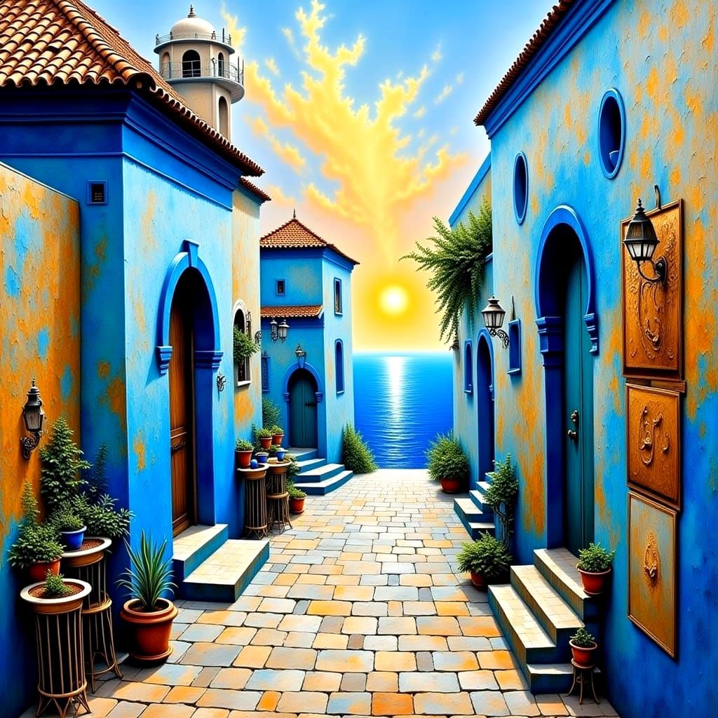 Vibrant Moroccan Streets Come Alive in Surreal Painting