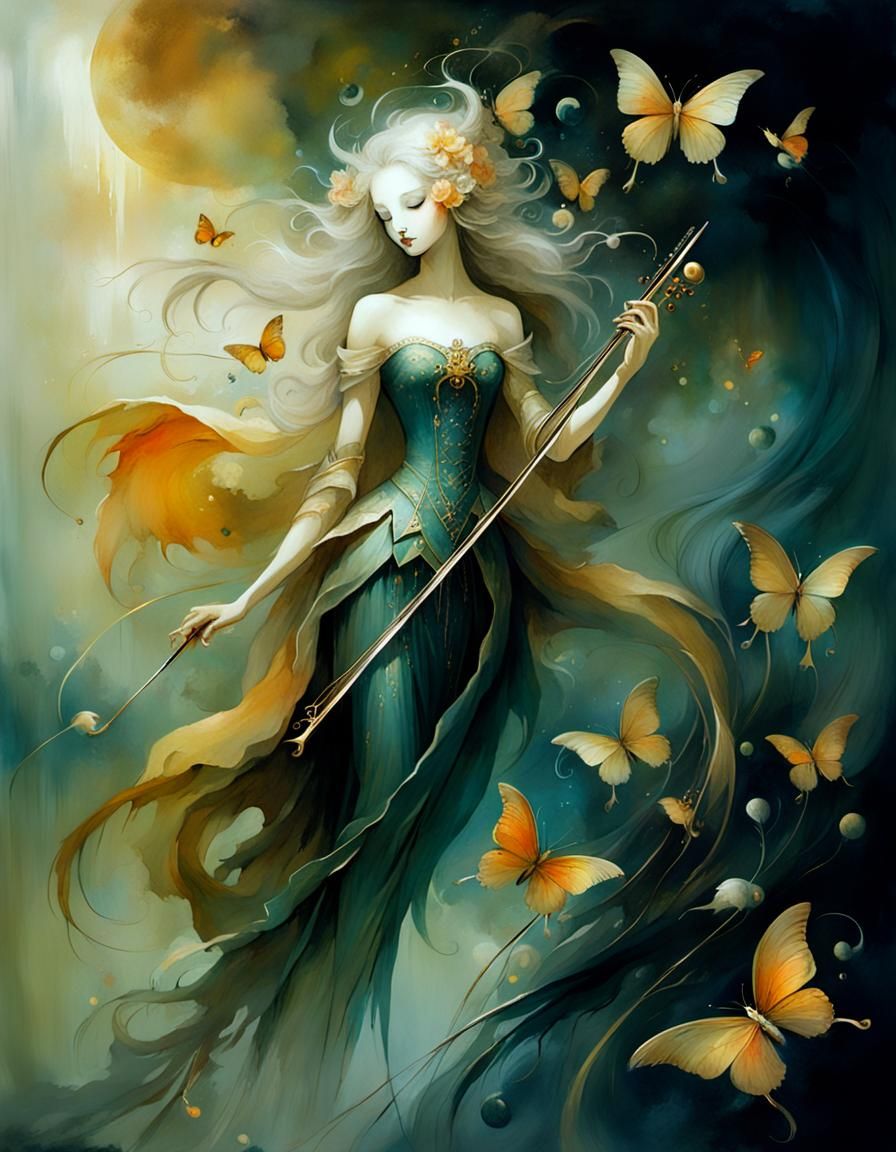 Ethereal Music Notes in Bachelier Style