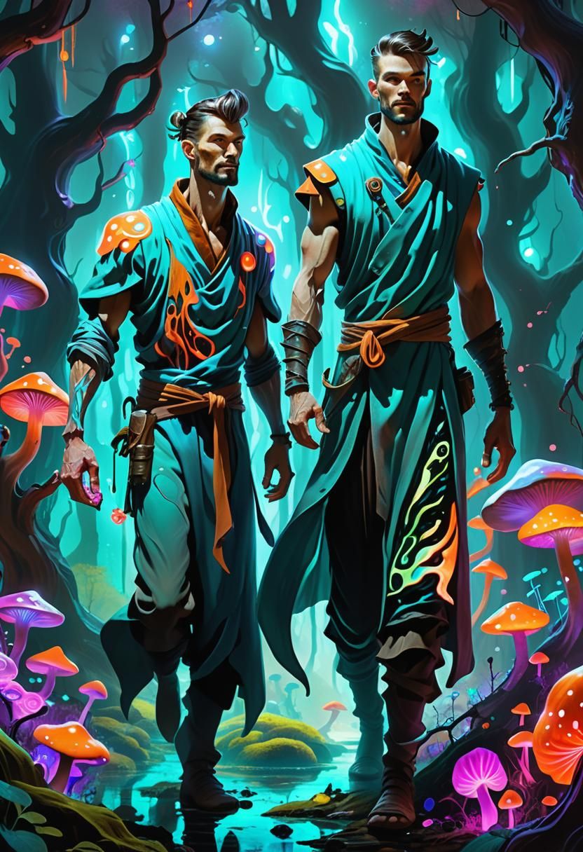 Mystical Realm: Fantasy Art with Bioluminescent Elements