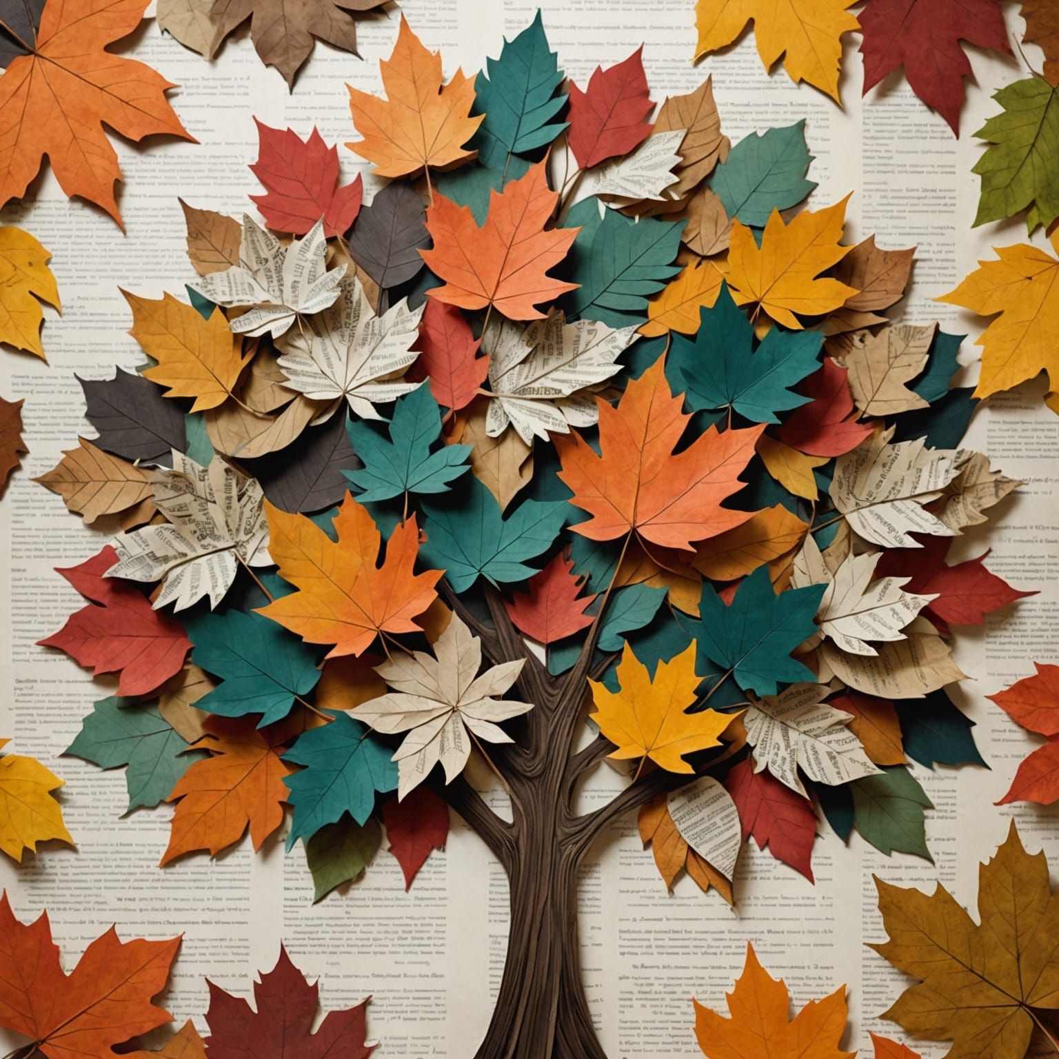 Paper Collage Fall Tree Inspired by Dittman
