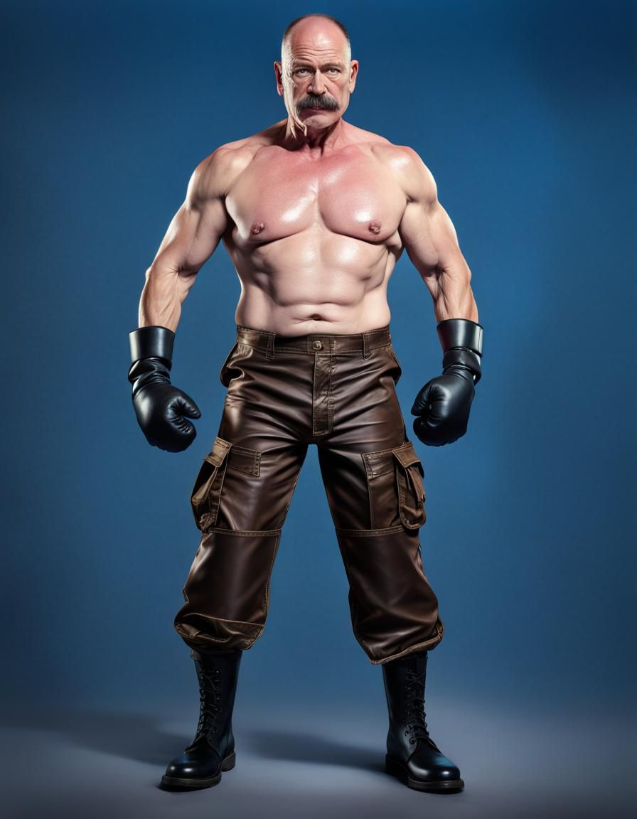 Hyperrealistic Strongman with Boxer Gloves