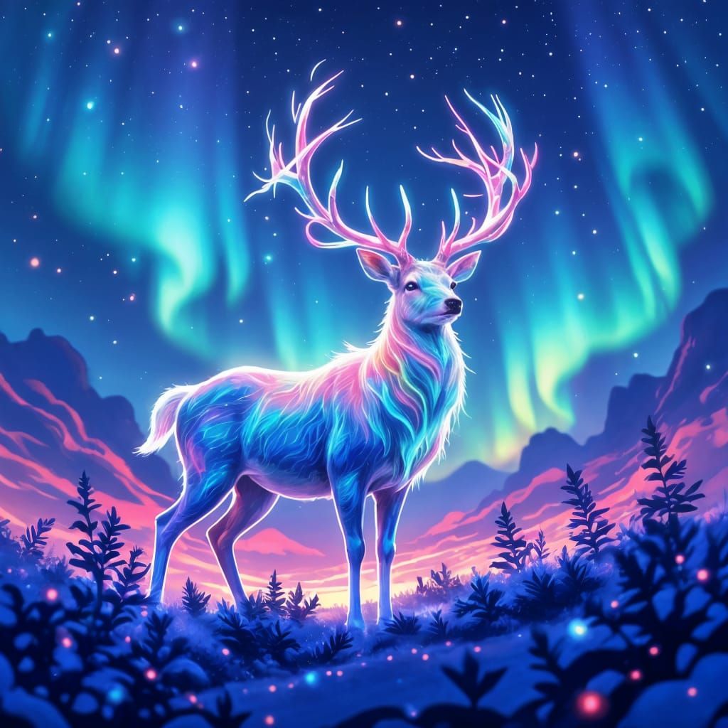 Mystical Glowing Deer: Surreal Psychedelic Avant-Garde Art