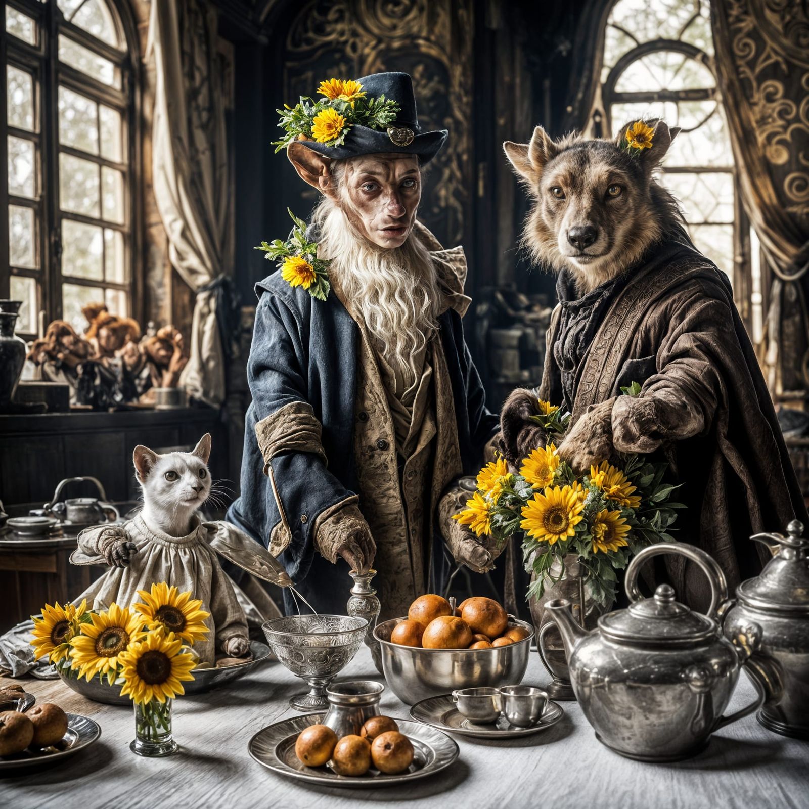 Surreal Alien Restaurant Celebration: Hyperrealistic Masterp...