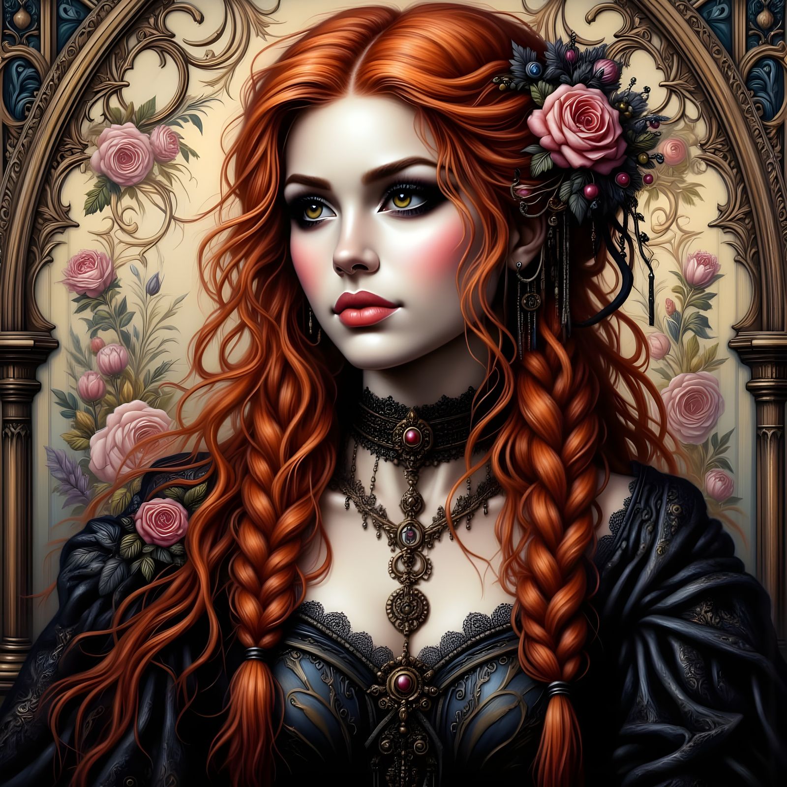 Romantic Goth Portrait of Norse Goddess