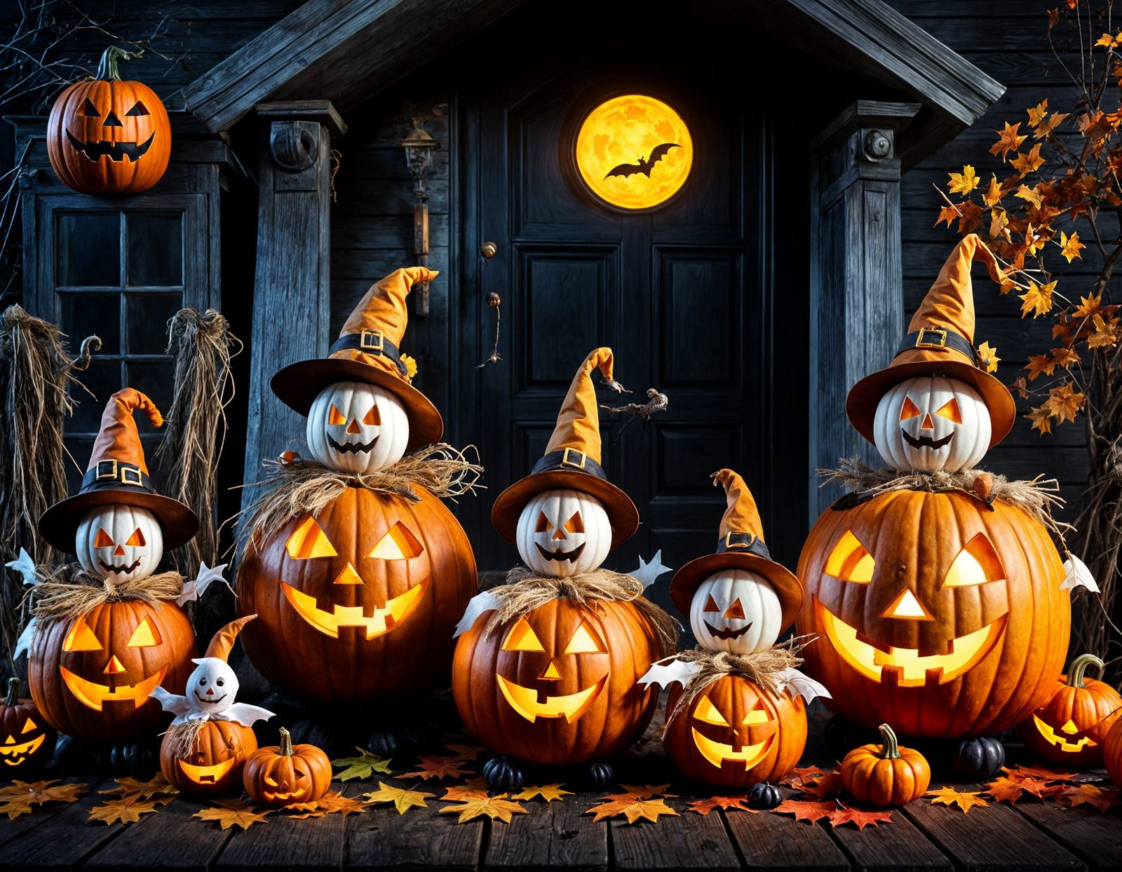 Halloween Pumpkin Ghosts Seek Candy in 3D