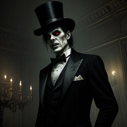 Zombie in Tuxedo in Ruined Ballroom: Gothic Horror