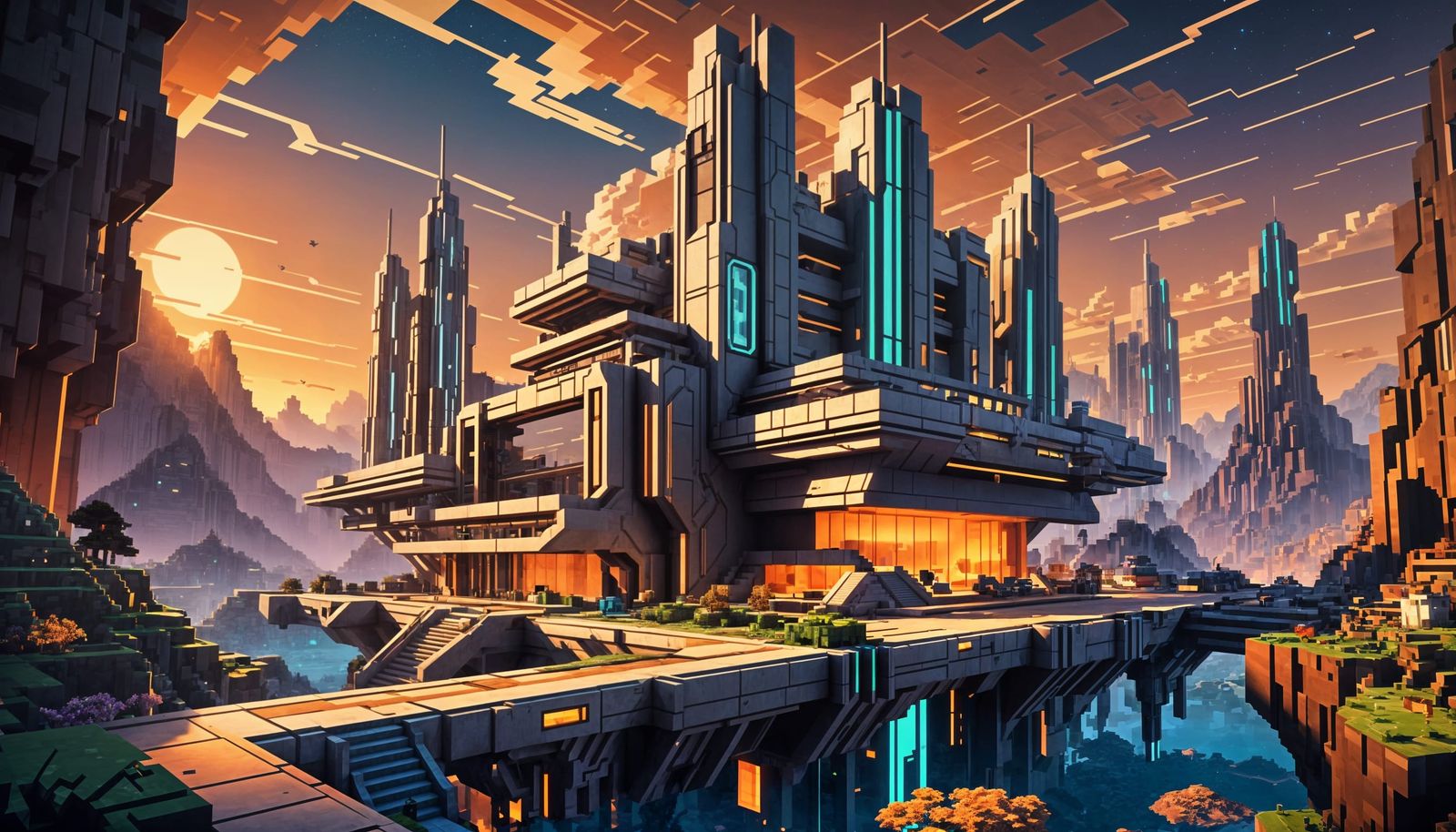 Epic Retro-Futuristic Minecraft Base Build