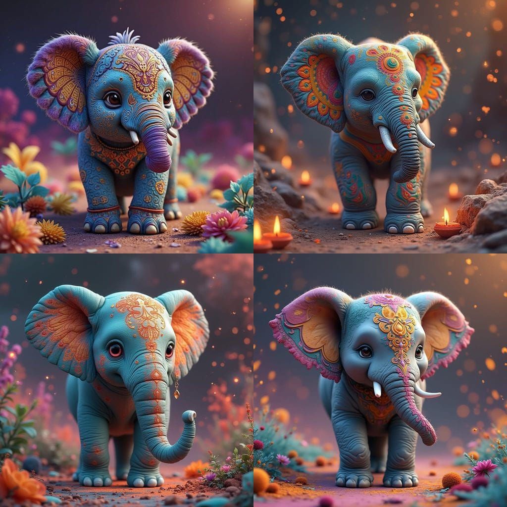 Elephant Adorned with Vibrant Holi Colors in Stunning 8K Con...