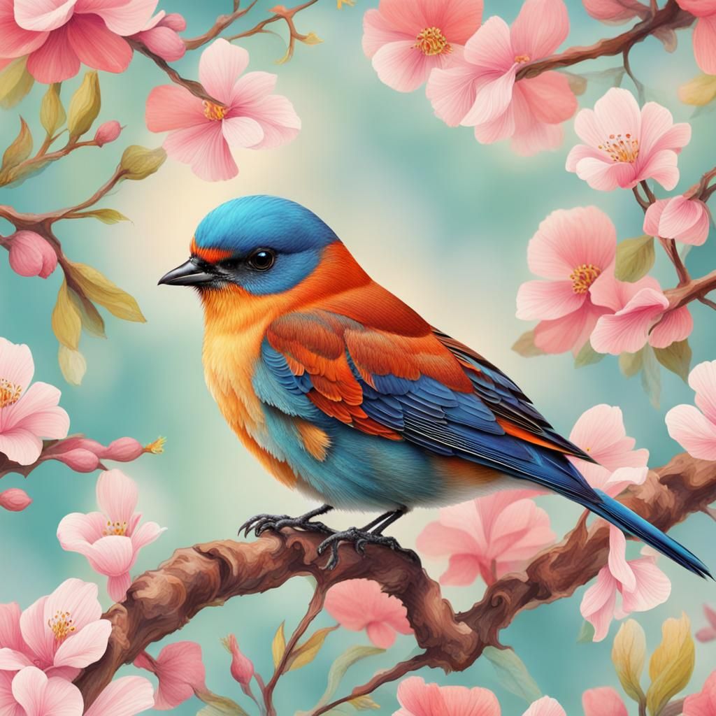 Colorful Precious Bird Digital Art