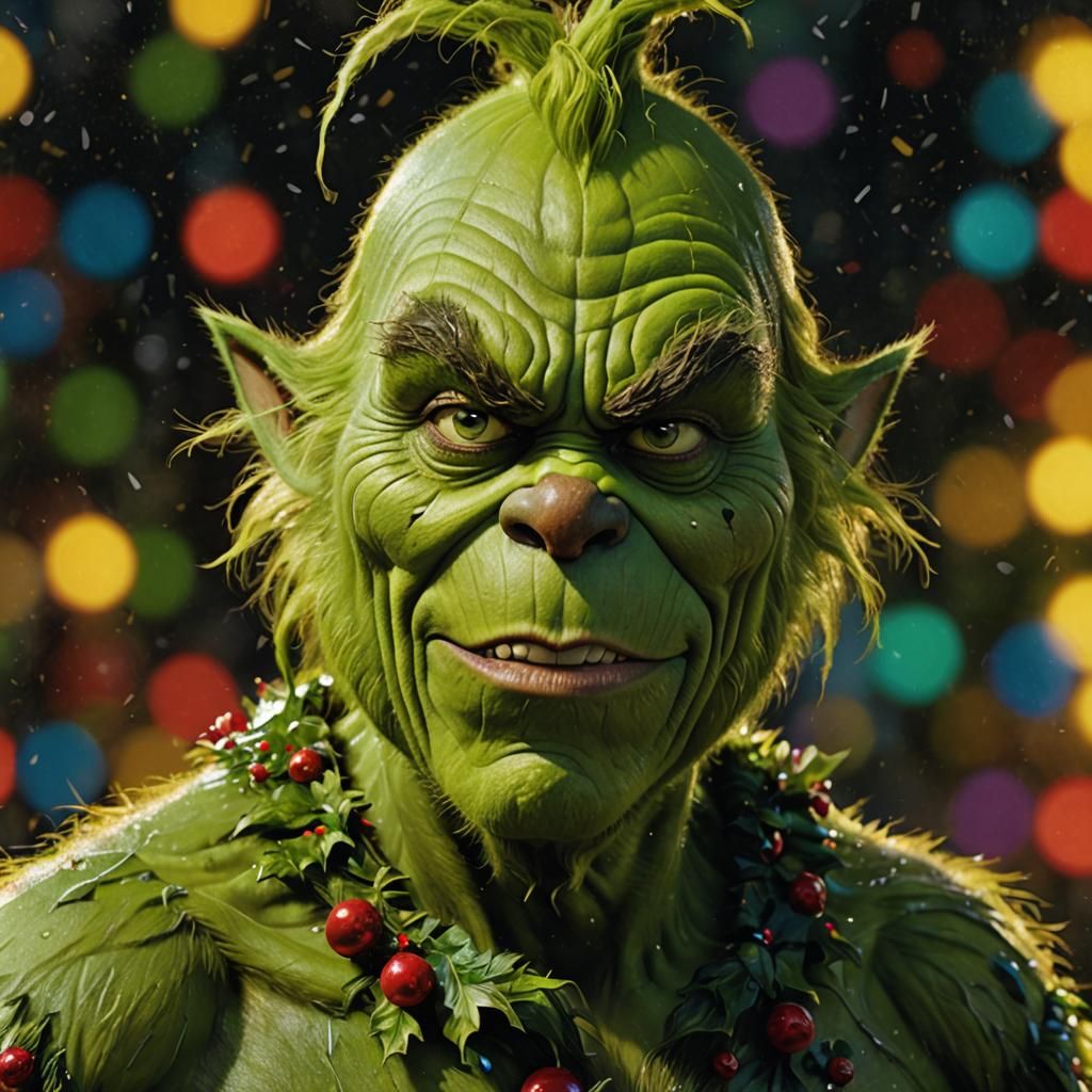 Hyperrealistic Full-Body Painting of the Grinch