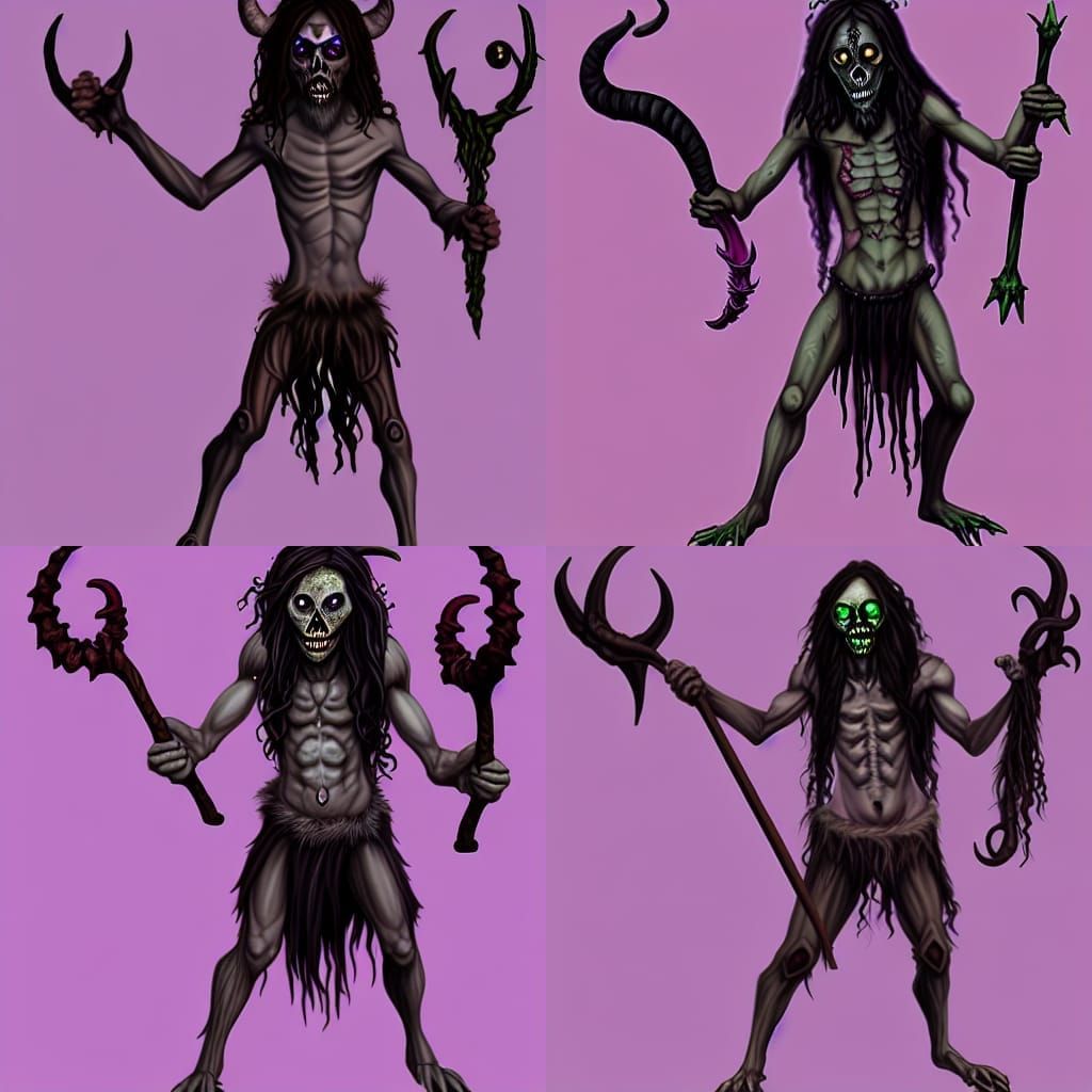 Realistic Undead Satyr Warlock Bard