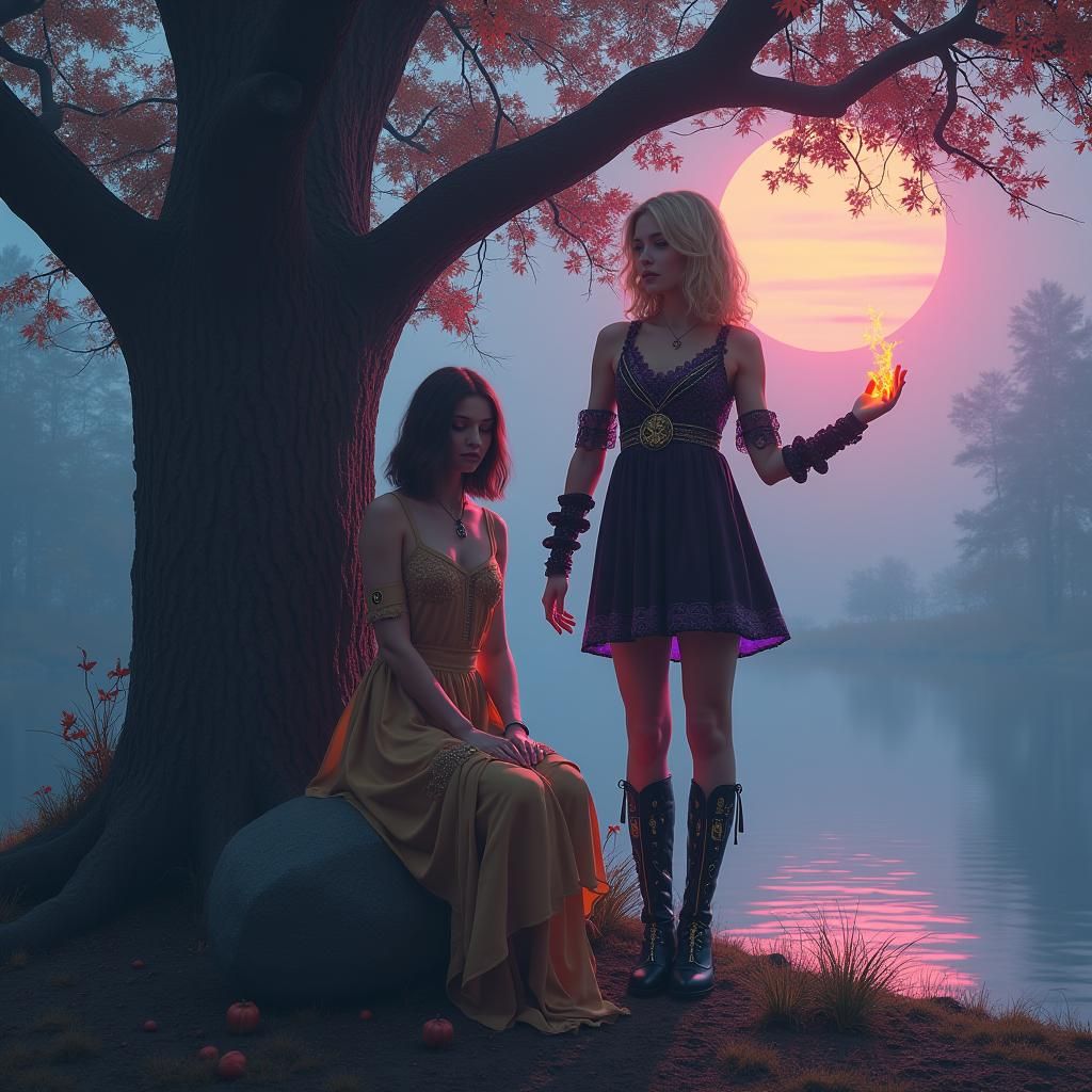 Mystical Twins in Cyberpunk Pagan Ritual