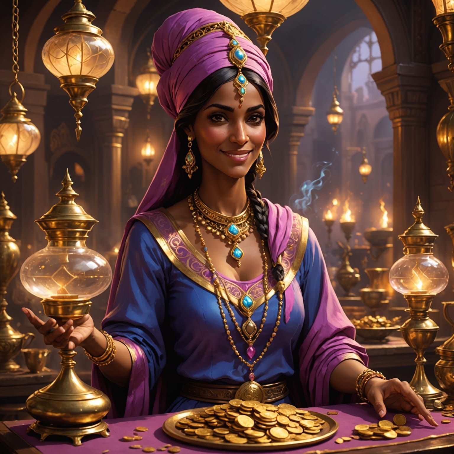 Young Genie Offering Gold Coins
