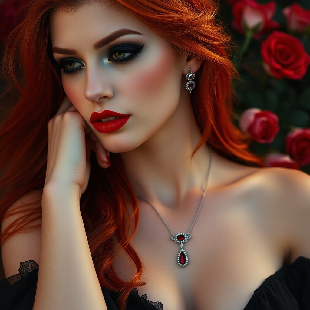 Goddess in Cinematic Red Hues