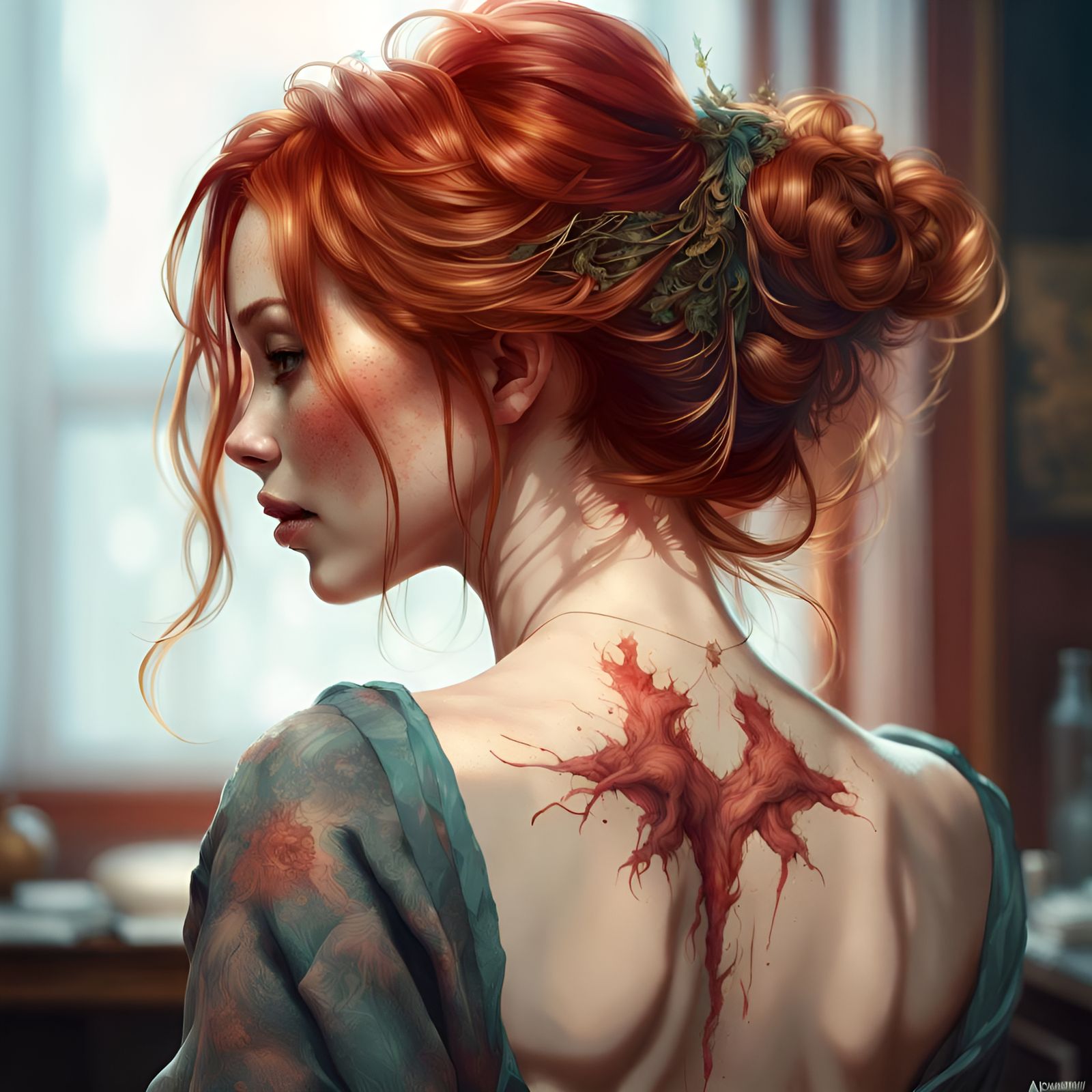 Redhead Portrait in Digital Illustration Style