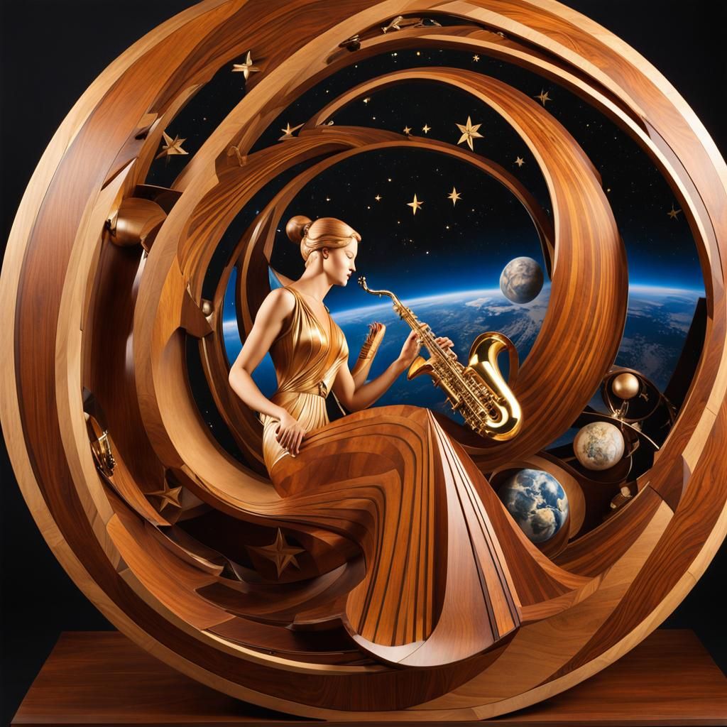 Astronaut's Saxophone Serenade: Marquetry Art in Space