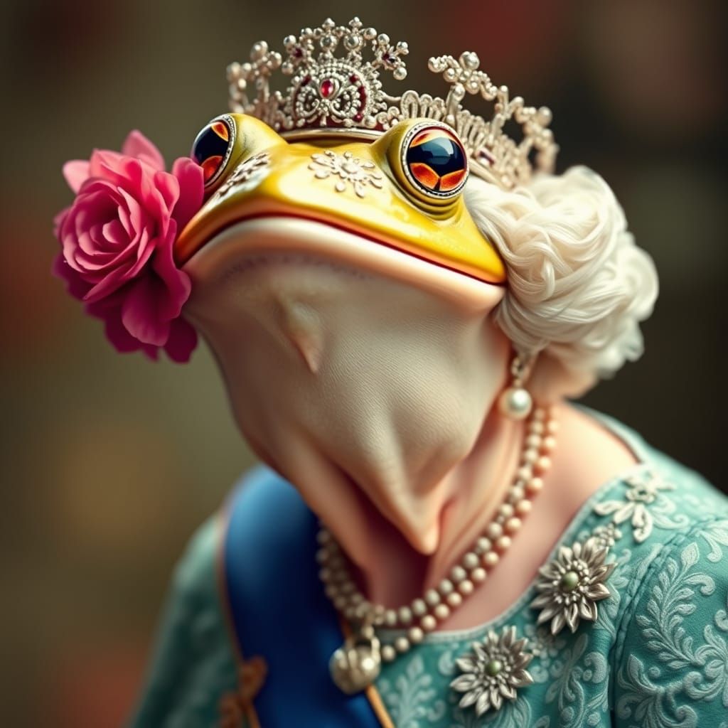 Queen Elizabeth II as a Frog: Photorealistic Portrait