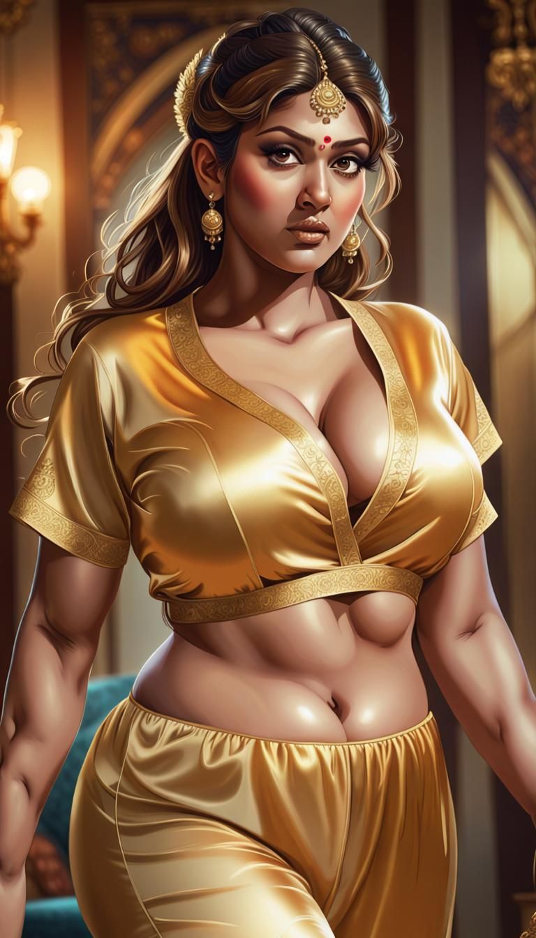 Curvy Indian Woman Portrait in Hyperrealistic Style