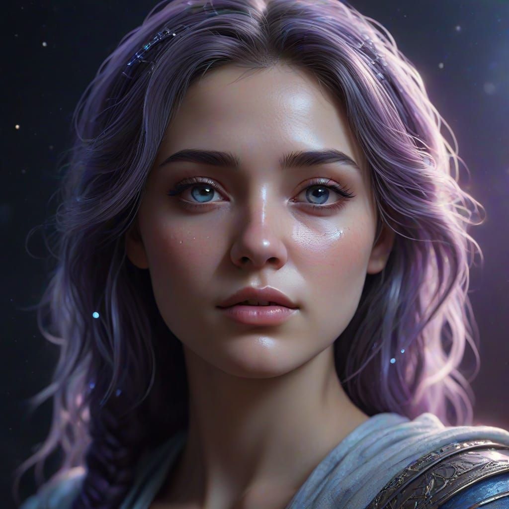 Ethereal Moon Goddess on a Desolate Asteroid