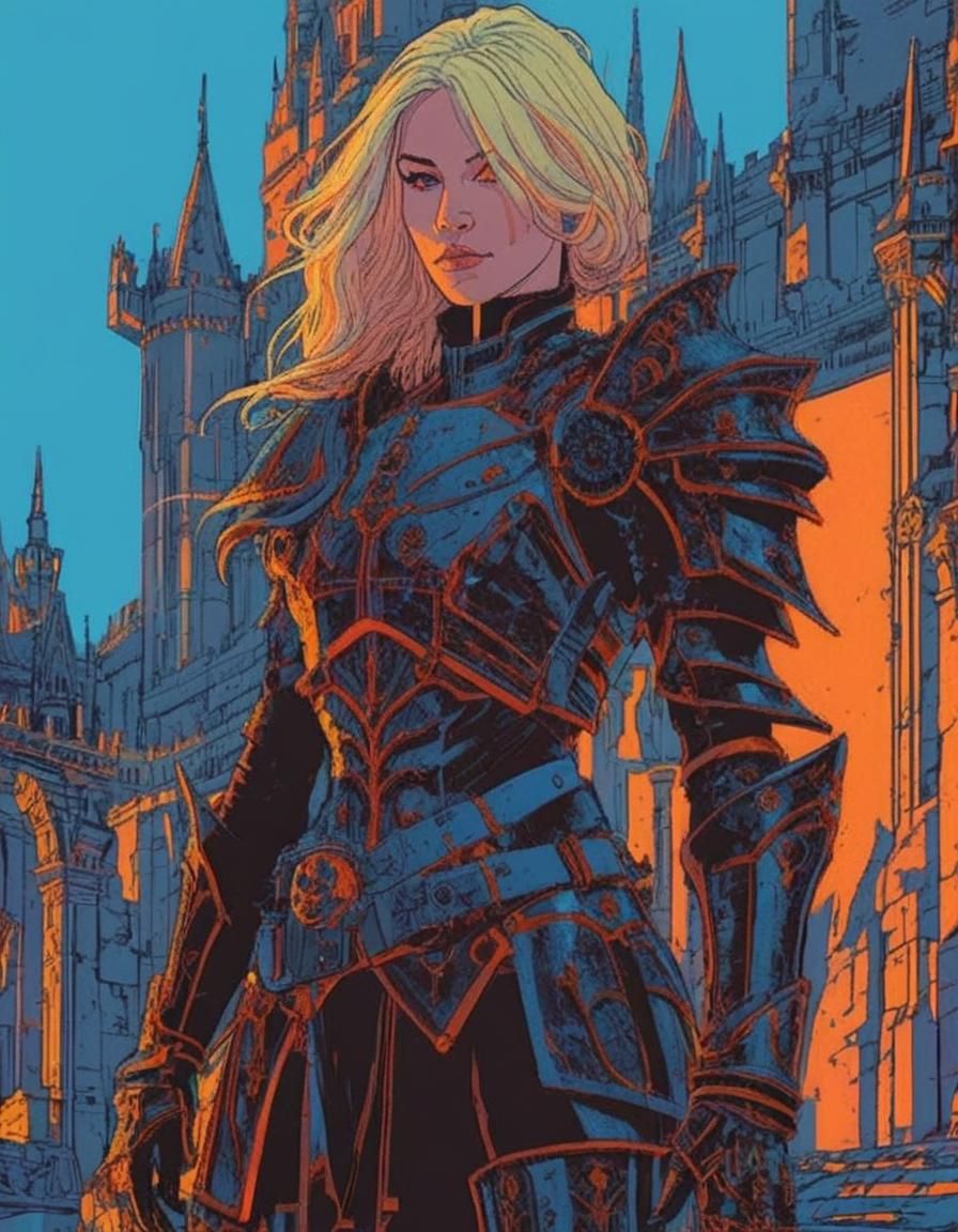 Female Necromancer Knight in Comic Book Style