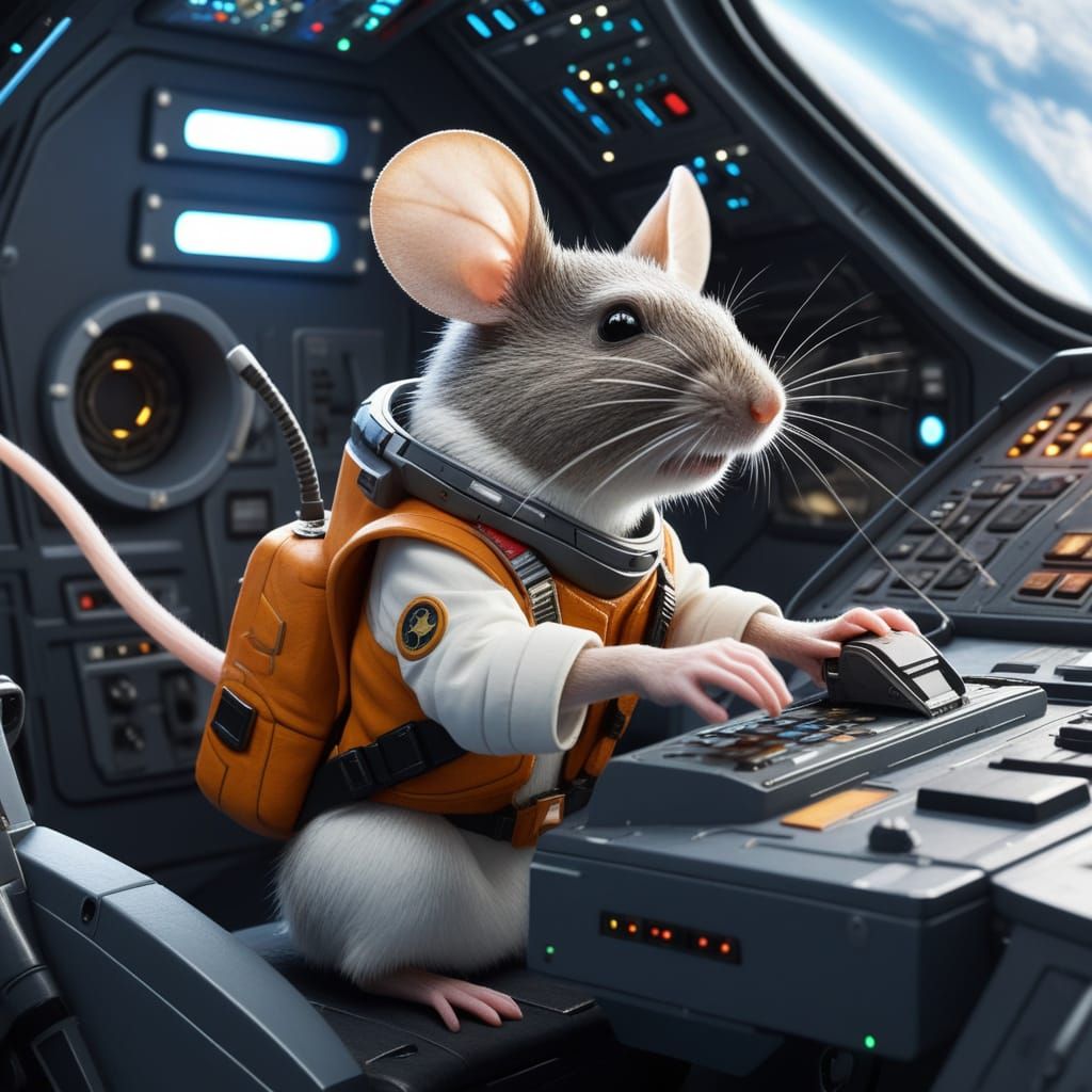 Mouse Navigates a Futuristic Spaceship