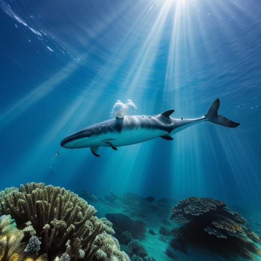 Sperm Whale Diving in Clear Ocean