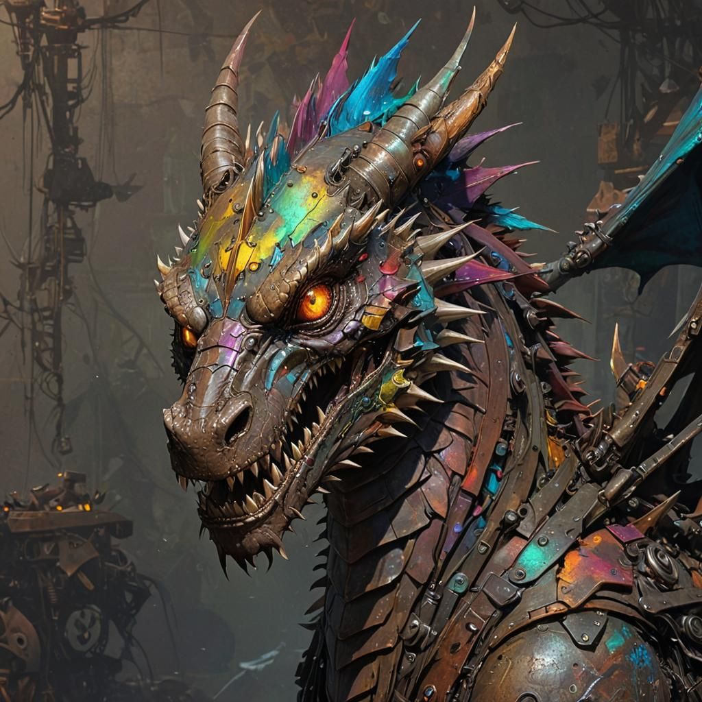 Dragon of the Scrap-Metal Junkyard in Vibrant Punk Rock Styl...