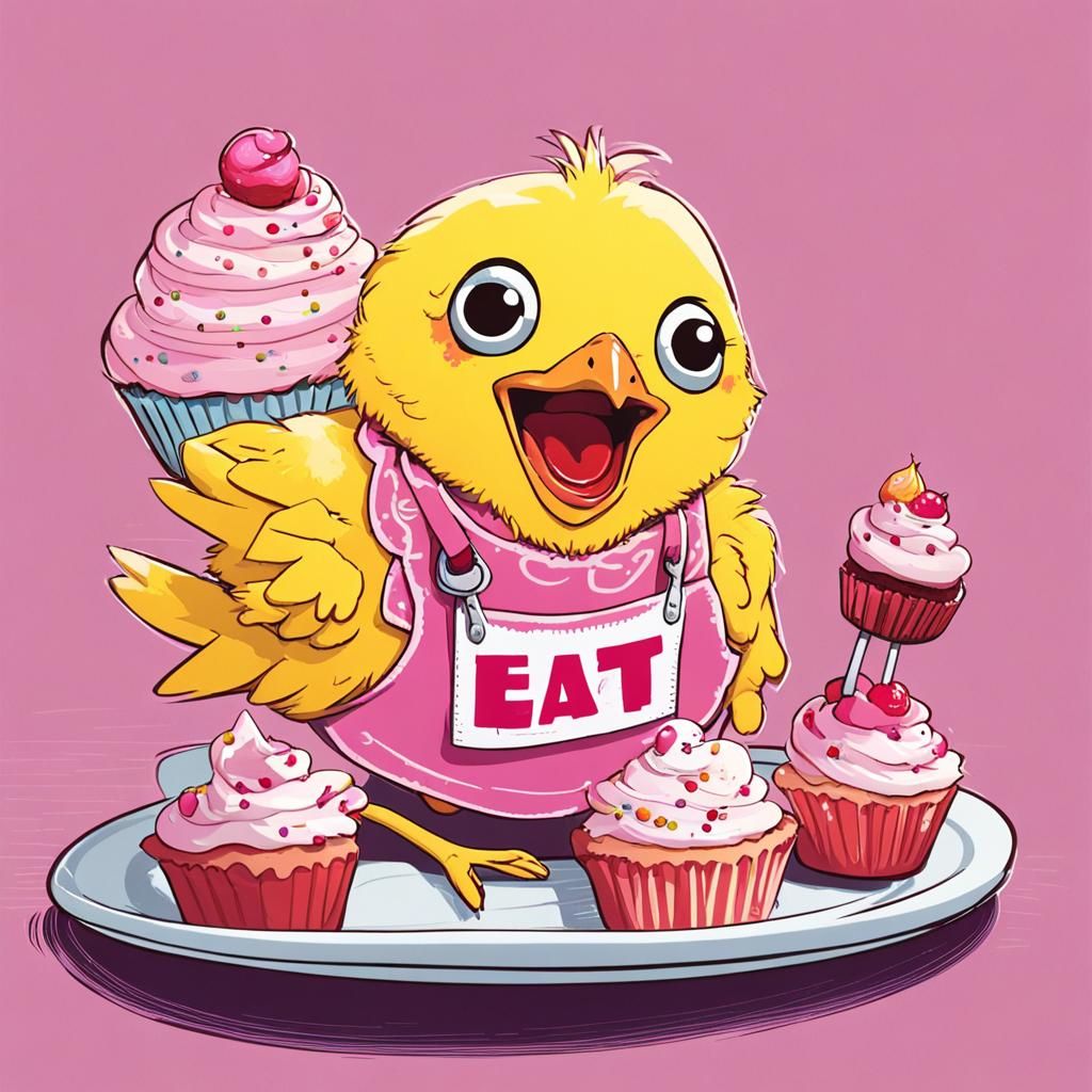Animatronic Chick with Cupcake