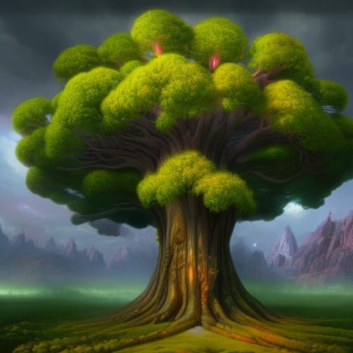 Immense Tree in Detailed Matte Painting Style