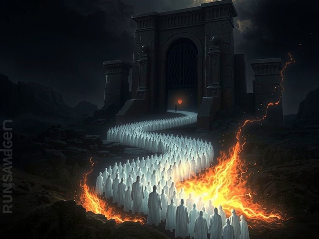 Ominous Underworld Gate with River of Souls