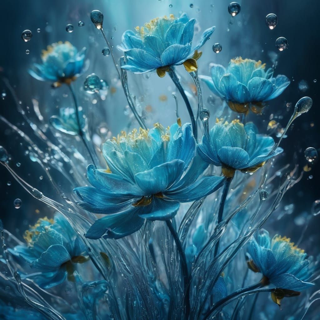 Ethereal Water Blooms in Vibrant Fantasy Art