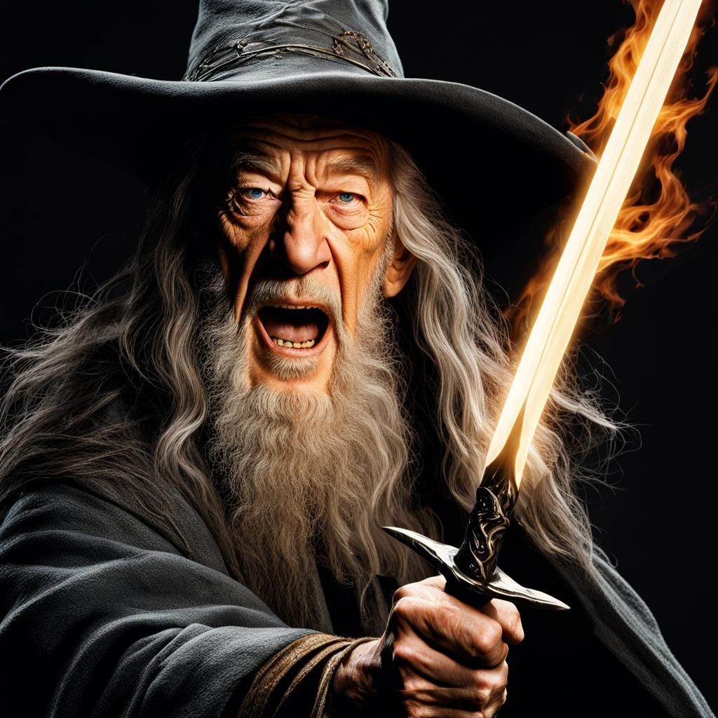 Wizard with Sword on Bridge of Khazad-dûm