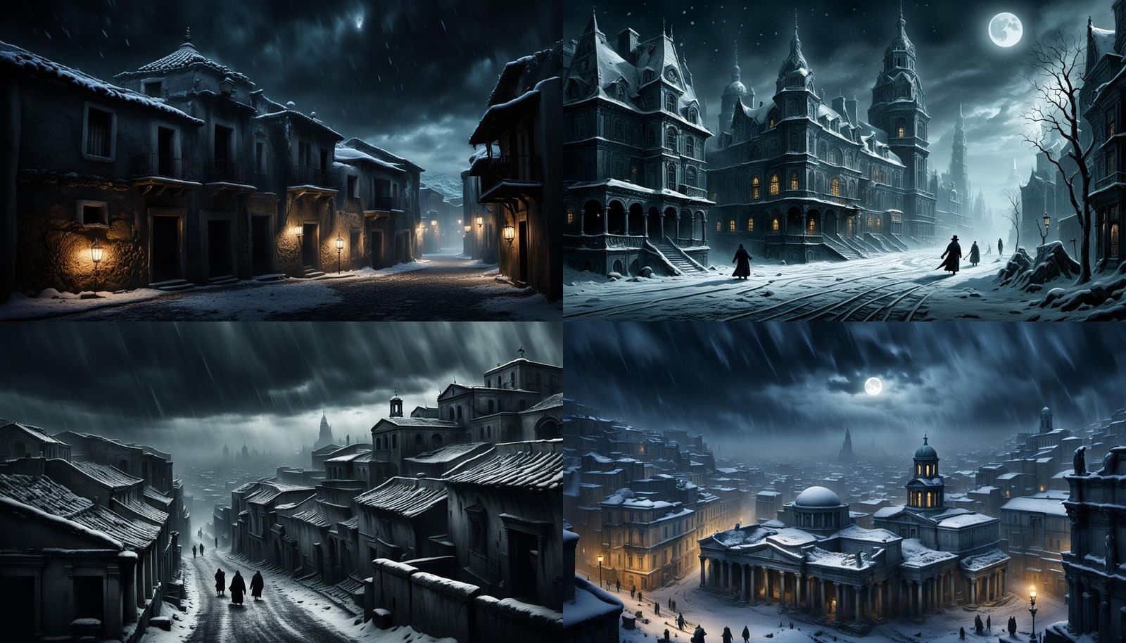 Snow-Covered Ancient Greek City with Lost Souls