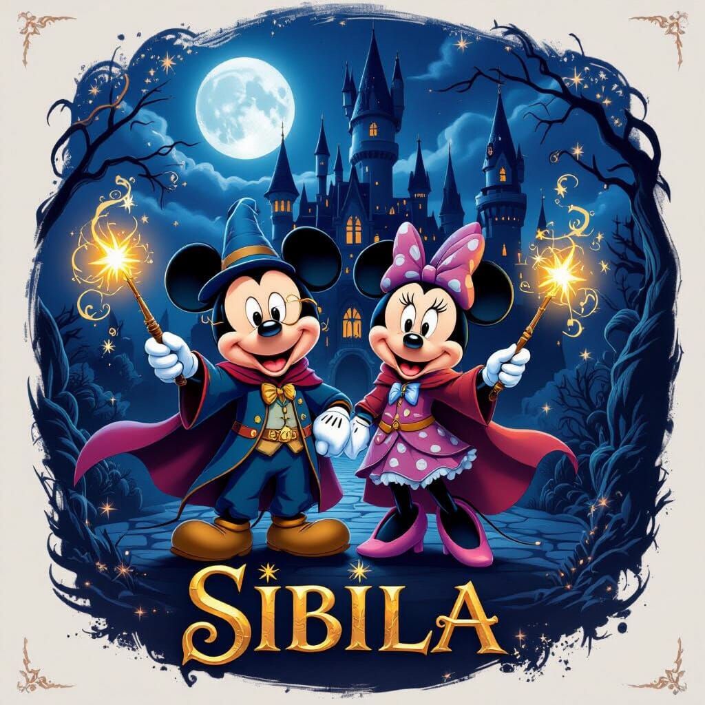 Mickey & Minnie As Wizards In Fantasy Movie Poster