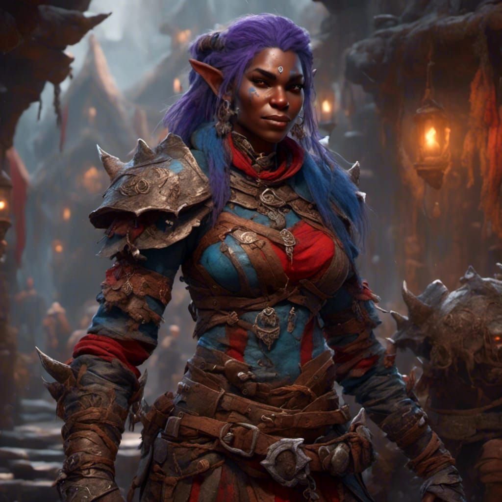 Half-Orc Rogue in Detailed Matte Painting