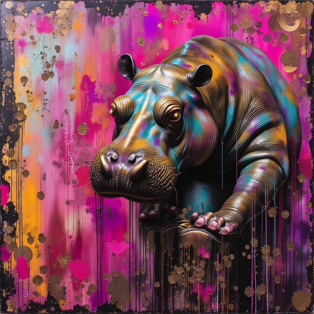 Cheshire Hippo Hybrid in Vibrant Embossed Relief