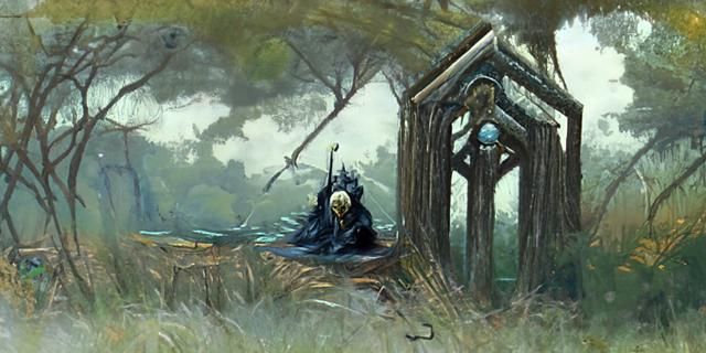 Swamp Cottage in Dark Fantasy Style