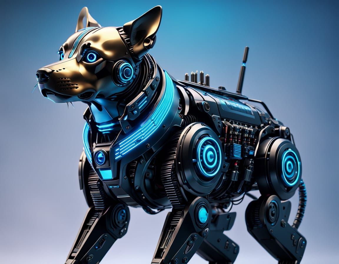 Adorable Cyberpunk Robodog with Neon Lights
