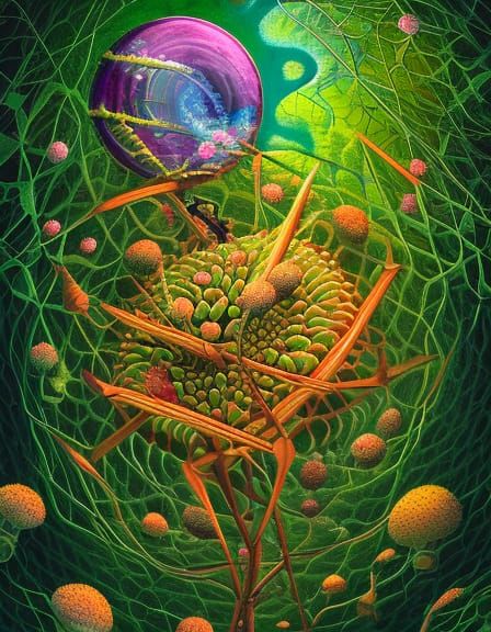 Lizard Woman Stargazing: Digital Art in Rich Colors