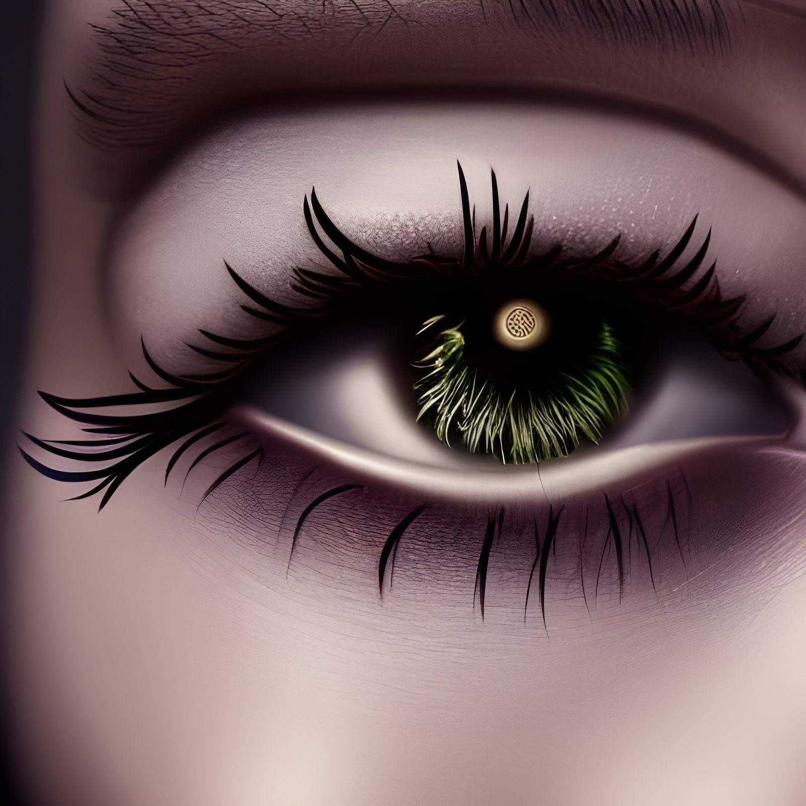 Taylor Swift with Mushroom Eyes: Detailed Matte Painting