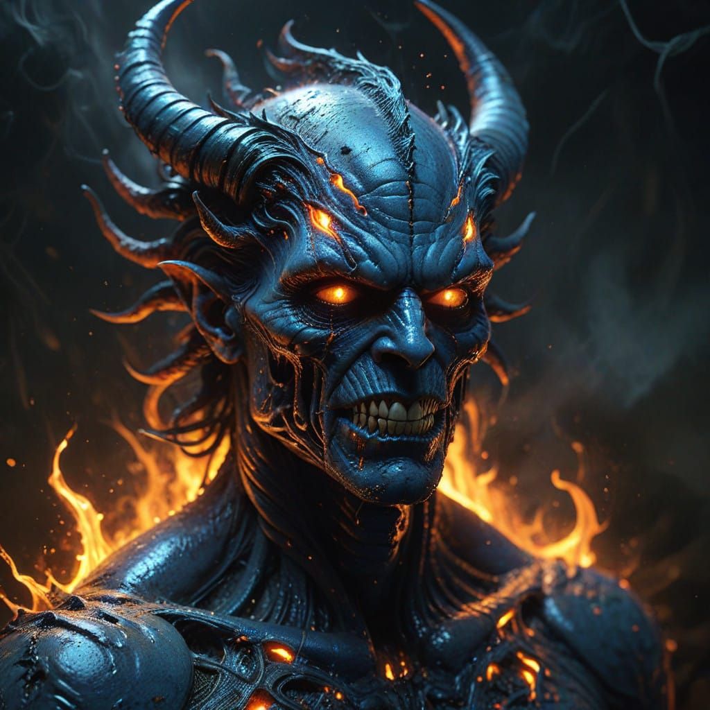 Biomechanical Demon Possession in Dark Fantasy Style