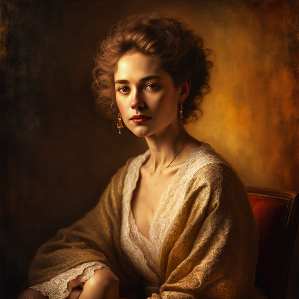 Elegant Woman Portrait in Baroque Style